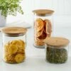 Set Of 3 Canisters With Wood Lids