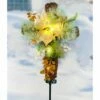Solar Lighted Golden Or Christmas Cross Stakes