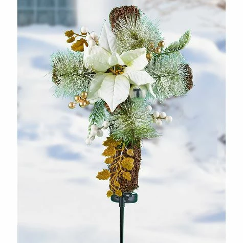 Solar Lighted Golden Or Christmas Cross Stakes - Image 2