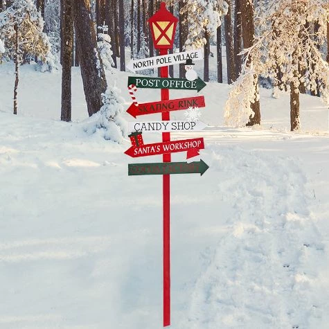Solar Lighted Holiday Themed Trail Sign