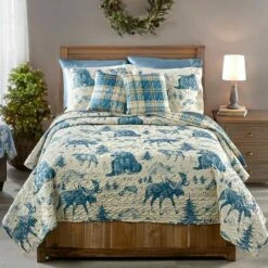 Lodge Toile Quilted Bedding Ensemble