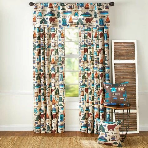 Campsite Window Curtains Or Accent Pillows