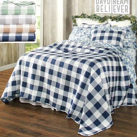 Buffalo Check Quilted Bedspreads Or Shams