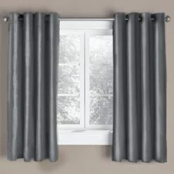 Solid Faux Silk Short Panel Blackout Curtain