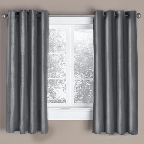 Solid Faux Silk Short Panel Blackout Curtain