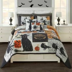 Haunted Halloween Quilted Bedding Ensemble