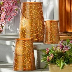 Gold Pierced Hurricane Lanterns