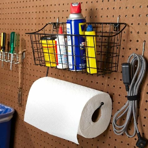 Wall Wire Basket With Paper Towel Holder
