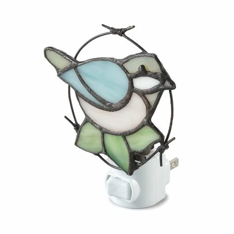 Bird Accent Vintage-Style Stained Glass Night Light - Image 2