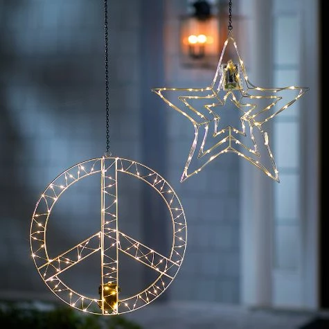 Lighted Hanging Star Or Peace Sign