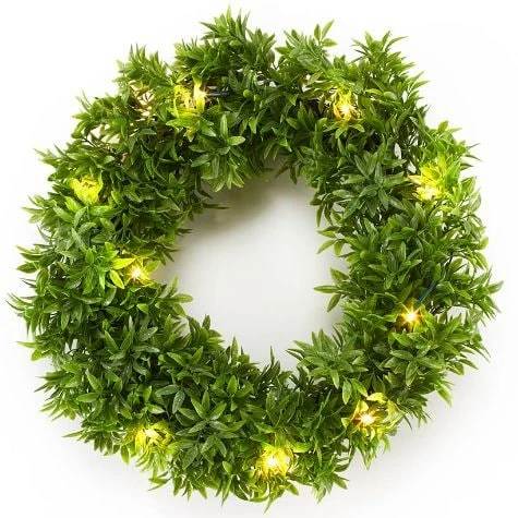 Lighted Faux Boxwood Topiaries Or Wreath - Image 7