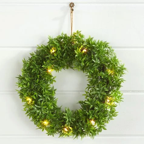 Lighted Faux Boxwood Topiaries Or Wreath - Image 8