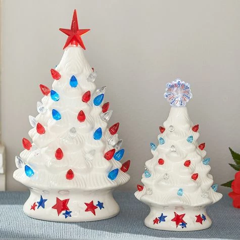 Lighted Patriotic Retro Trees - Image 2