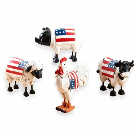 Set Of 4 Patriotic Farm Animal Figurines - Image 2
