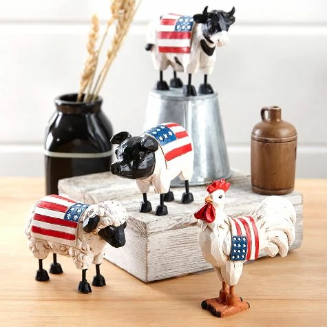 Set Of 4 Patriotic Farm Animal Figurines - Image 3