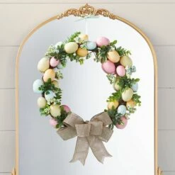 16" Egg Wreath With Burlap Bow