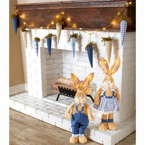 20" Lighted Standing Bunnies Or Carrot Garland