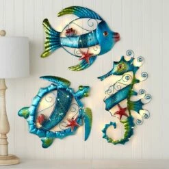 Lighted Metal Sealife Wall Hangings