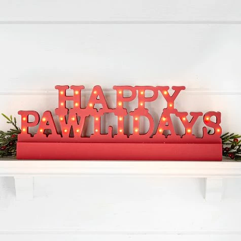 Lighted Happy Pawlidays Plaque