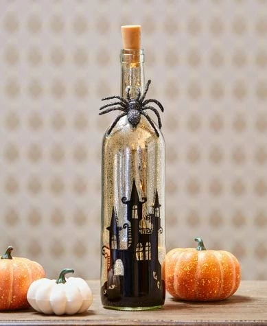 Lighted Halloween Mercury Glass Bottles - Image 3