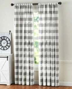 Farmhouse Check Window Panel Or Valance