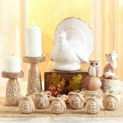 Harvest Carved-Look Figurines
