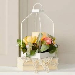Tulip And Daffodil Metal Lantern