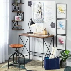 Industrial Desk With Outlet And USB Port