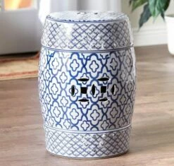Blue And White Ceramic Decorative Stool