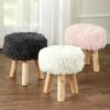 Faux Fur-Covered Ottomans
