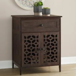 2-Door Carved Wood Cabinet