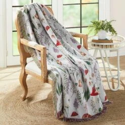 Spring Mushroom Tapestry Throw