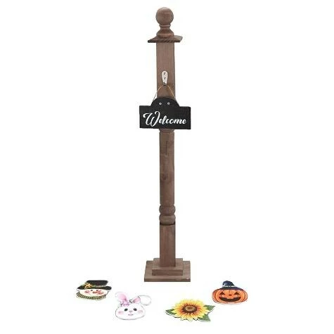 Wood Welcome Post With Icons - Image 2