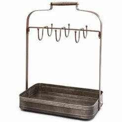 Farmhouse Coffee Mug Rack With Tray