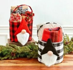 Gnome Plaid Storage Baskets