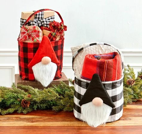 Gnome Plaid Storage Baskets